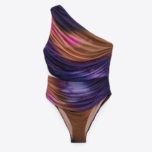 Zara Printed Tulle Swimsuit NWT